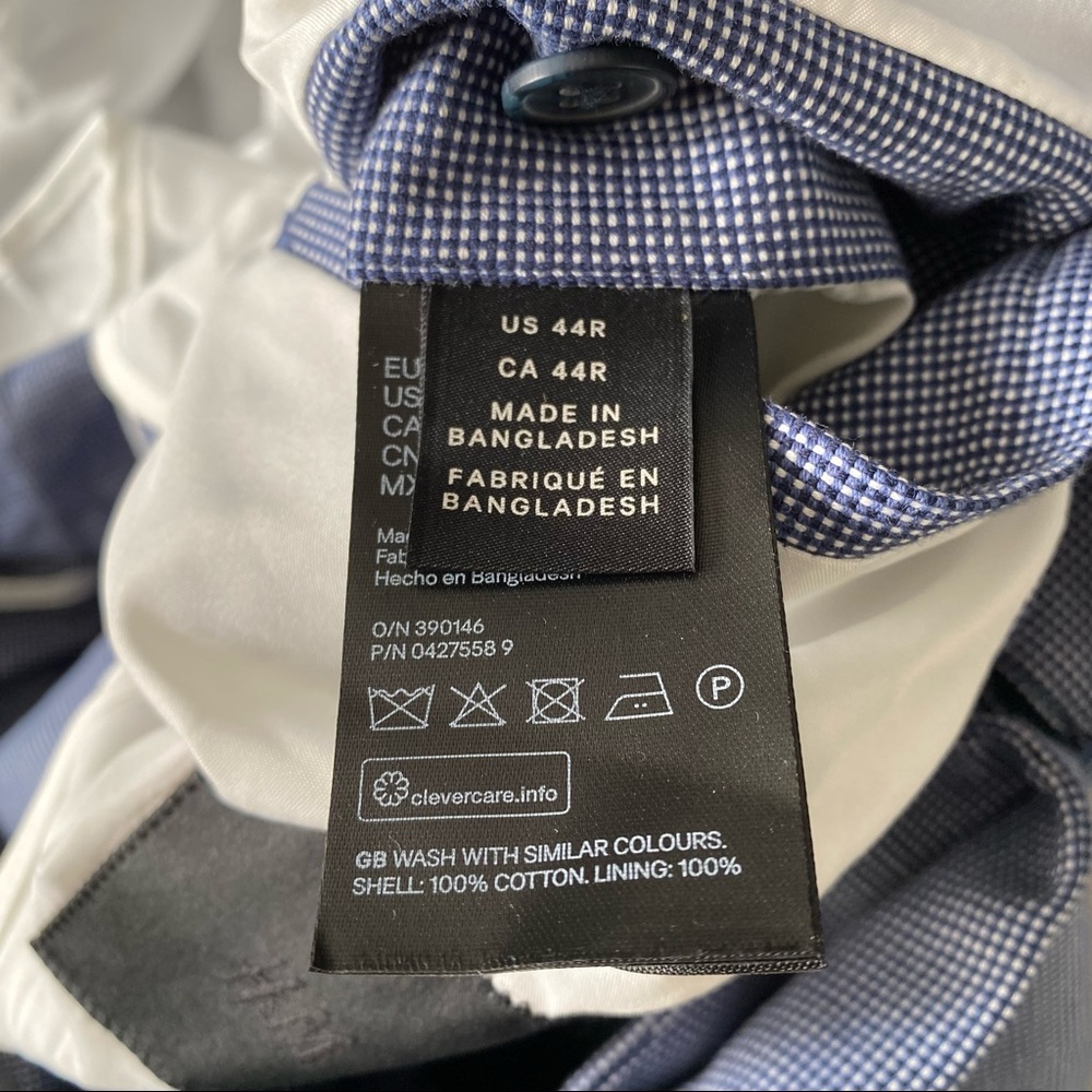 NWT H&M Men's Blue Slim Fit Elbow Patch Blazer Jacket Size 44 - Picture 5 of 5